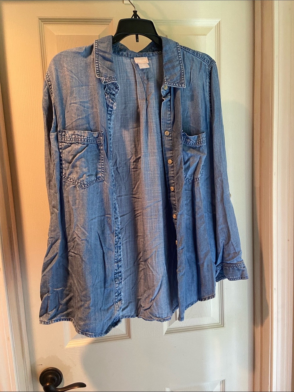 Chico's Light Blue Denim Button-Front Jacket